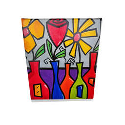 Mini Quadro de Garrafas com Flores Pintado a Mão 30x25cm - 6