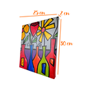 Ver imagem 7 de Mini Quadro de Garrafas com Flores Pintado a Mão 30x25cm