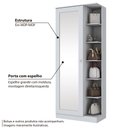 Ver imagem 2 de Sapateira Duetto 1 Porta com Espelho e Nichos Laterais - Branco