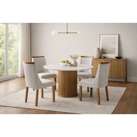 Sala de Jantar Redonda 4 Cadeiras 1,10 Boss -domus Móveis