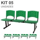 Ver imagem 1 de Kit 05 Cadeiras longarinas PLÁSTICAS 03 Lugares - Cor VERDE - REALPLAST - 23075