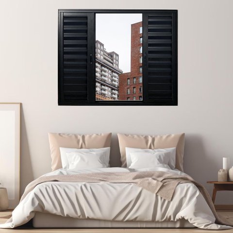 Janela Veneziana de Alumínio 6 Folhas 100 x 200cm Linha 25 Preto Esquadrias Bergamo
