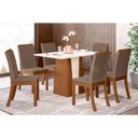 Ver imagem 1 de Conjunto: Mesa de Cozinha Orus Tampo Madeirado 120x80cm e 6 Cadeiras Isa Nature/off White - Suede