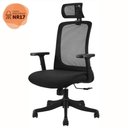 Ver imagem 2 de Cadeira Giratória Nr-17 Boston Rivatti C/ Encosto de Cabeça Tela Mesh Preta Base Rodizio Nylon