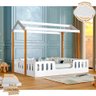 Cama Casal Casinha Montessoriana Ágatha com Colchão D28 - Branco/mel Incluso Luminária - 1