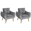 Ver imagem 1 de Kit 02 Poltrona Decorativa Opala Suede Cinza Smf Decor