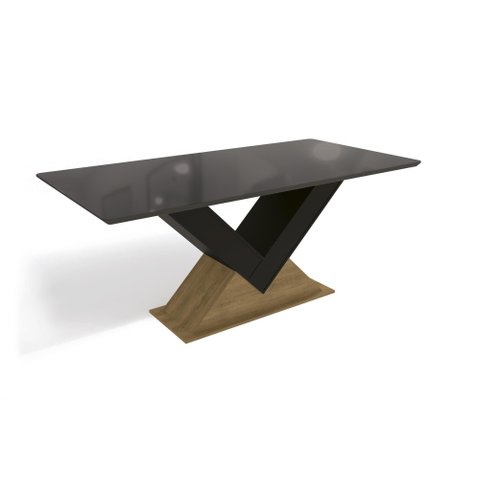 Mesa 6cad Base Amora Freijó Preto Veludo Bege