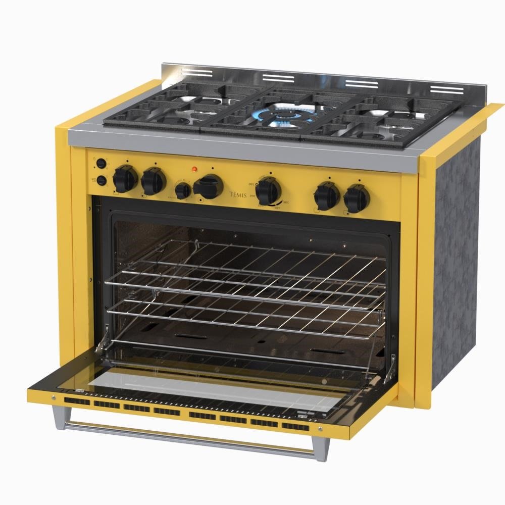 Fogao de Embutir 5 Bocas Venax Temis Amarelo Gas GLP 220 V - 5