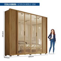 Guarda Roupa Casal com Vidro Reflecta 6 Portas 6 Gavetas Suburban Gold Lux - 4