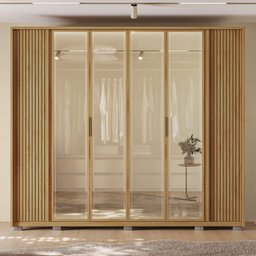 Guarda Roupa Casal com Vidro Reflecta 6 Portas 6 Gavetas Suburban Gold Lux - 1