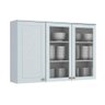 Armário de Cozinha Modulado Americana 3 Portas Vidro (2 c/ Vidro) Branco - Henn - 1