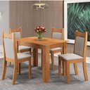 Ver imagem 1 de Mesa de Jantar Retangular Canela com 4 Cadeiras Dalas Yescasa Bege/Mel/Marfim