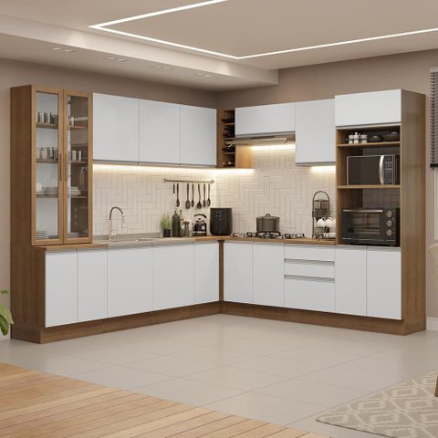 Armário de Cozinha Completa 549cm Rustic/branco Glamy Madesa 01