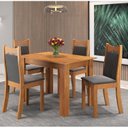 Ver imagem 1 de Mesa de Jantar Retangular Canela com 4 Cadeiras Dalas Yescasa Cinza/Mel/Grafite