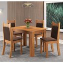 Ver imagem 1 de Mesa de Jantar Retangular Canela com 4 Cadeiras Dalas Yescasa Marrom/Mel/Bombom