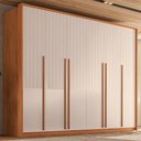 Ver imagem 1 de Guarda-Roupa Casal com Frisado 6 Portas 6 Gavetas Suburban Gold 100% MDF Espresso Móveis Off White/Freijó