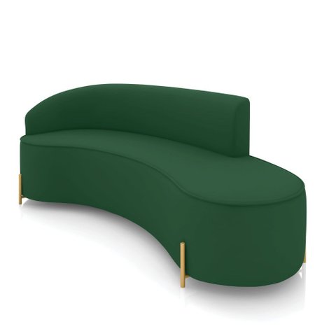 Sofá 4 Lugares Orgânico 220cm Pé Dourado Morgan Veludo Verde D03 - D’Rossi