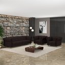 Ver imagem 1 de Conjunto Sala de Estar 1 Sofá Living 200cm e 2 Poltronas Stanford Chesterfield Pés Madeira Couro Mar