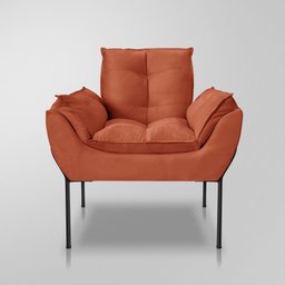 Poltrona Recepção Moderna de Luxo 12 Cores - Base de Ferro Preto - Terracota - 3
