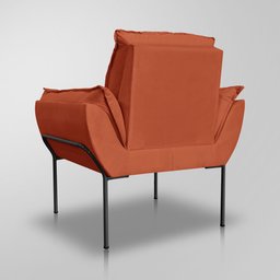 Poltrona Recepção Moderna de Luxo 12 Cores - Base de Ferro Preto - Terracota - 5
