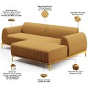 Ver imagem 7 de Sofá 4 Lugares Chaise Direito Sala Molino 255cm D02 Pés D\'ouro Prime Bouclê Mostarda Pb-03