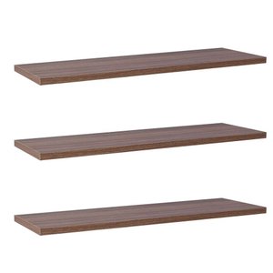 Kit com 3 Prateleiras 60 X 15cm Suporte Invisivel Cor Nogal Malaga (madeira Escura)