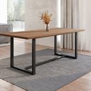 Ver imagem 3 de Conjunto de Jantar Mesa 210cm com Banco Rústico Industrial Lumber CabeCasa MadeiraOriginals Marrom/P