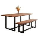 Ver imagem 2 de Conjunto de Jantar Mesa 183cm com Banco Rústico Industrial Lumber CabeCasa MadeiraOriginals Marrom/P