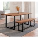 Ver imagem 1 de Conjunto de Jantar Mesa 183cm com Banco Rústico Industrial Lumber CabeCasa MadeiraOriginals Marrom/P