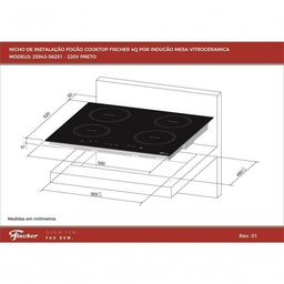 Cooktop de Indução Fischer 4 Bocas com Touch Screen Vitrocerâmica 220v 332489825 220v - 2
