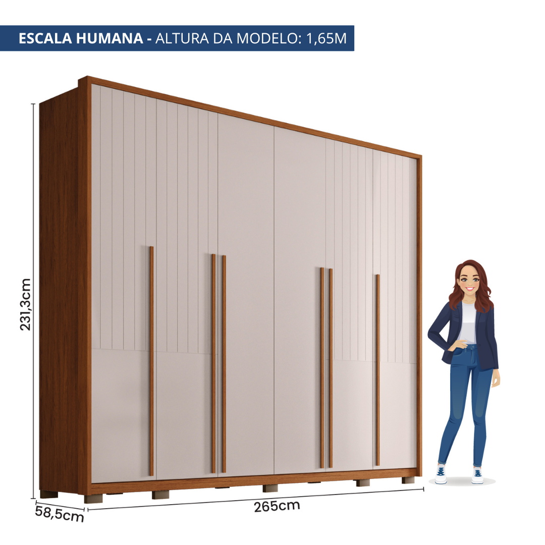 Guarda Roupa Casal com Frisado 6 Portas 6 Gavetas Suburban Gold - 4