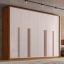 Ver imagem 1 de Guarda-Roupa Casal com Frisado 6 Portas 6 Gavetas Suburban 100% MDF Espresso Móveis Off White/Freijó