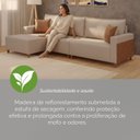 Ver mais imagens de Sofá com Chaise 4 Lugares em Linho Bege e Marrom Novo Horizonte