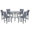 Ver imagem 1 de Mesa Ascoli 120 Cm com 6 Cadeiras Cannes de Alumínio, Pintura Preta e Trama Tela de Corda Náutica