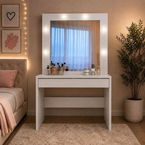 Camarim Cloe Espelho LED MDF Cloe -Belaris Móveis:Off White