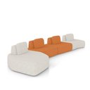 Ver imagem 2 de Sofá 4 Lugares Orgânico com Chaise e 3 Módulos Berlim bouclê Off White/caramelo K01 - D’Rossi