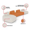 Ver imagem 3 de Sofá 4 Lugares Orgânico com Chaise e 3 Módulos Berlim bouclê Off White/caramelo K01 - D’Rossi