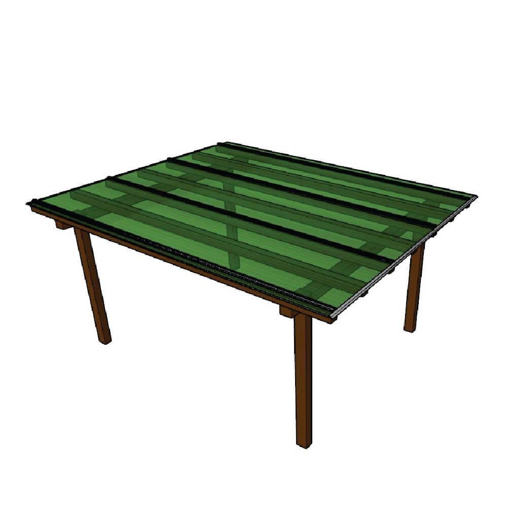 Kit Policarbonato Verde 4mm 3,00m X 4,00m - Perfis Naturais - 1