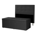 Ver imagem 1 de Kit Cabeceira e Calçadeira Baú Casal Queen 1,60m Berlim Suede Preto Dal Poz Estofados