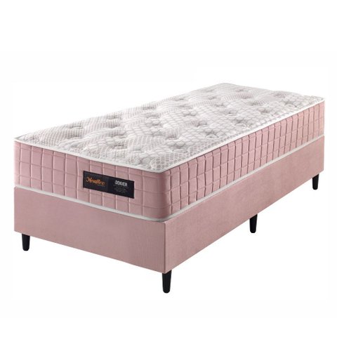 Cama Box Colchão Solteiro 88x188x67cm com Molas Ensacadas Denver Rosa
