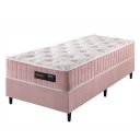 Ver imagem 1 de Cama Box Colchão Solteiro 88x188x67cm com Molas Ensacadas Denver Rosa