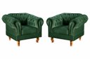 Ver imagem 1 de Kit 2 Poltronas Decorativas Capitonê Chesterfield Dom Pedro - Veludo Verde