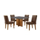 Ver imagem 2 de Conjunto Sala de Jantar Mesa Olímpia 90cm Mdf Canto Reto e 4 Cadeiras Liz Moderna