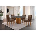 Ver imagem 1 de Conjunto Sala de Jantar Mesa Olímpia 90cm Mdf Canto Reto e 4 Cadeiras Liz Moderna