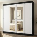 Ver imagem 3 de Conjunto 2 Guarda-Roupas 4 Portas de Correr com 2 Espelhos Preto/Branco Tokio Madesa