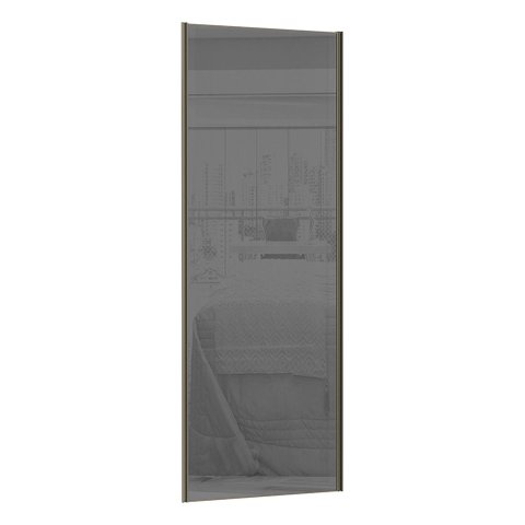 Porta de Correr 80cm com Vidro Reflecta Prata e Puxador Inox sem Kit Ferragem Prime Luciane