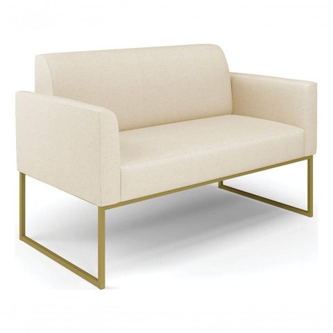 Sofá Namoradeira Base Industrial Dourado Marisa Linho D03 - D?rossi Cor A19 Grosso Bege
