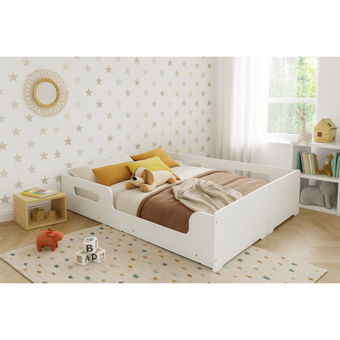 Cama Casal Montessoriana Princesa Mdf/mdp com Colchão Casal D-33 Incluso