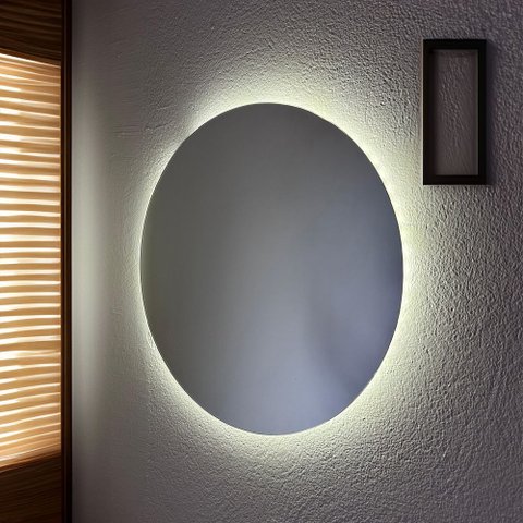 Espelho Decorativo Lapidado Redondo 50x50cm com Led