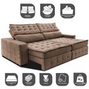 Ver imagem 3 de Sofá Retrátil e Reclinável 2,75m Cama inBox Big Puffer com SoftGel D40 Velupluma Castor